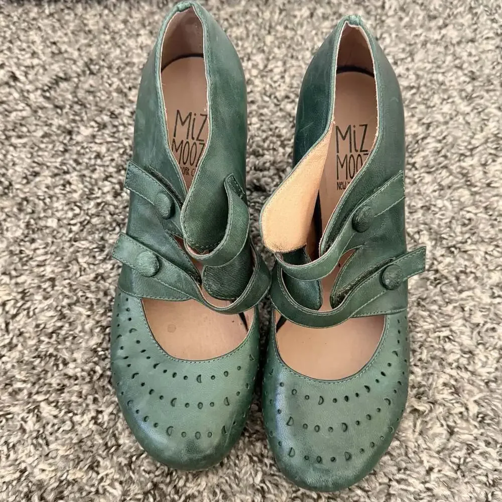 Miz Mooz Vintage Leather Mary Jane Heels in green
